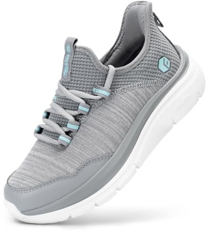 FitVille Scarpe da Camminata Donna Pianta Larga Leggere Sneakers Ginnastica Sportive Comode Scarpe da Passeggio Fitness Ammortizzate Grigio 38.5 EU X-Larga