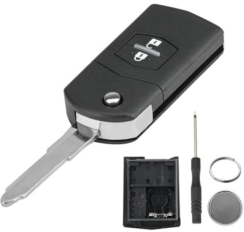 2 Buttons For Mazda Car Key Fob Case Shell For Mazda 2 3 5 6 RX8 MX5 Remote Key Fob ( for Visteon Case Type ) with Screwdriver Key Ring Battery CR1620