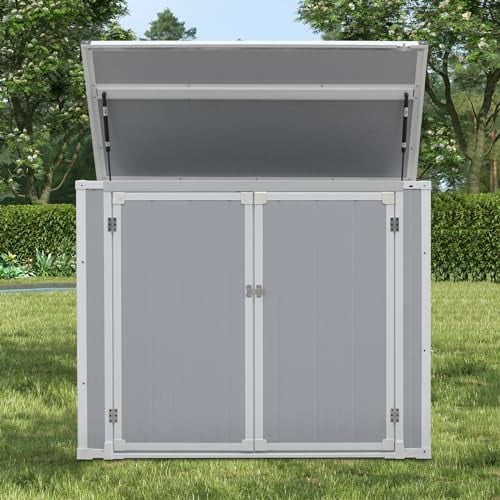 Plastic Garden Storage Shed Outdoor Storage House Tool Shed Utility Chest Shed Box 139 x 70x 104cm