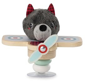 Lilliputiens, Louis Flugzeug-Schwingrassel mit Saugnapf, Ab 6 Monaten | Flugzeug mit Plüschwolf, Rassel und Saugnapf zur Leichten Befestigung, Enthält 1 Flugzeug, 15 x 14,4 x 13,8 cm