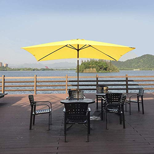 IFCXA Parasol de terrasse | 2 x 3 x hauteur 2,4 m | Parasol rectangulaire / manivelle / inclinable pour jardin, plage, marché, table basse, piscine – sans base, jaune