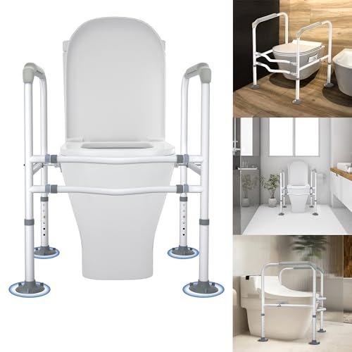 Suusolny Aufstehhilfe Toilette WC-Stützhilfe für Senioren Toiletten Aufstehhilfe Höhenverstellbar Toilettengestell mit Rutschfesten Füßen bis 200kg Geeignet für alle Toilettenmodelle