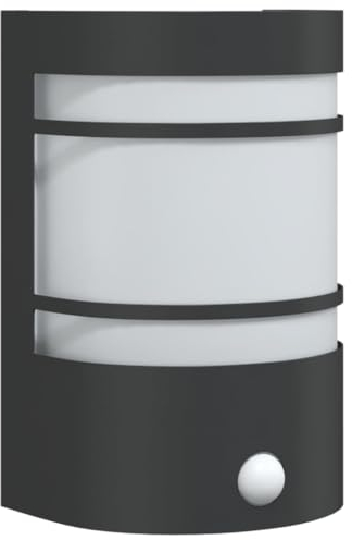 vidaXL Außenwandleuchte mit Bewegungsmelder, Wandleuchte mit IP44-Schutzart, Außenleuchte mit Diffusor, Gartenlampe, Schwarz Edelstahl