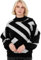 Lovedrobe Women's Jumper Ladies High Neck Long Balloon Sleeve Sweater Geometric Jacquard Button Detail Casual Knitwear Pullover, Schwarz 44-46
