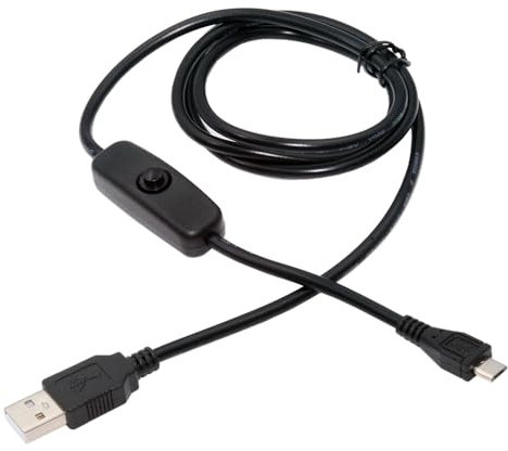 NFHK Câble micro USB 2.0 vers type A avec bouton marche/arrêt Micro 5 broches pour lampe de bureau DC 5 V