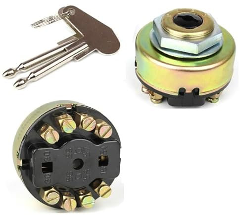 1x Zündschloss Traktor Zündschloss Boot Zündschloss Motorrad Universal Zündlichtschalter Traktor Ersatzteile Oldtimer Rasentraktor Rasenmäher Ersatzteile Traktor 2 Schlüsseln 8 Polig