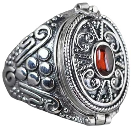 JSGHGDF Gawu Box Ringe aus Legierung mit Geheimfach für Schmuck, verstellbare Größe, öffnende Ringe, ethnisches Accessoire für, medium, Medium