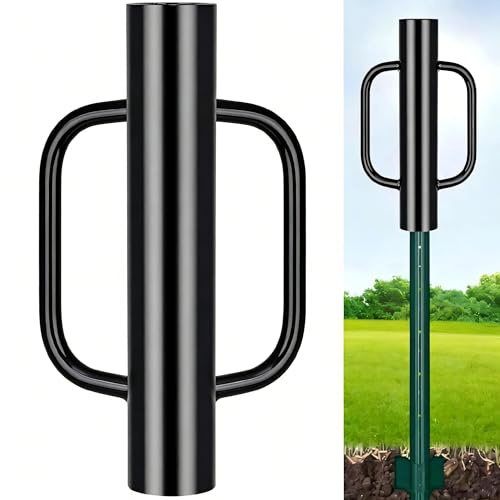 Gtongoko Fence Post Driver with Handles Heavy Duty T Post Driver Post Pounder for T-Posts, U Channel, Metal Post and Sign Post Pole Driver Tool, 8 LB Black