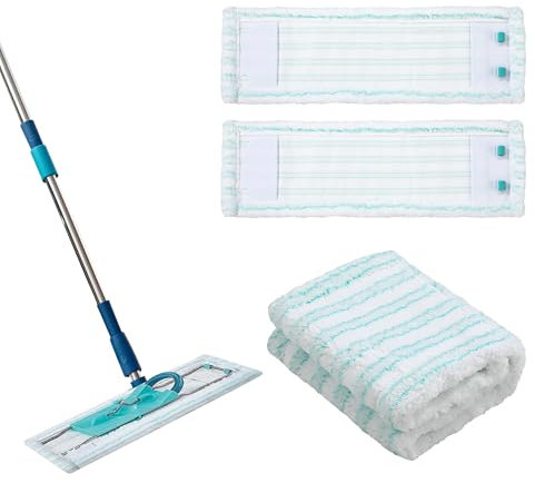 Nuangoo 3 Ersatzbezug für Leifheit Profi XL Micro Duo / Profi XL Cotton Plus,Mikrofaser Bodenwischer Ersatzbezug für Leifheit , geeignet für alle Böden, Gute Fleckentfernung,Ersatzkappen