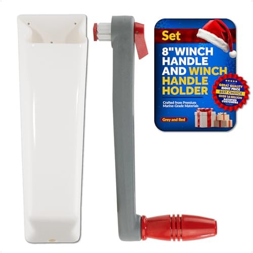 Five Oceans 8-Inch Floating Sailboat Winch Handle with Universal Lock-in Mechanism & Winch Handle Holder Pocket Set - Durable Marine-Grade Design in High-Visibility Grey/Red - FO3923-570