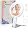 Kosmetikspiegel mit Beleuchtung 1/20-fach Vergrößerungsspiegel mit Licht Doppelseitige Schminkspiegel Dimmbar Tischspiegel Reisespiegel Kosmetik Makeup Spiegel für Reise Geschenke für Frauen 20X Weiß