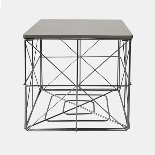 OHS Coffee Table Grey Wood Top Side Table Livingroom, Blanket Basket Stylish Small Side Tables With Storage For Books Folded Cube Storage with Lid, 29x29x29cm