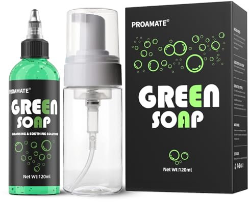 proamate Green Tattoo Soap 4OZ with Foaming Bottle 120ml, Tattoo Supplies for Tattoos Piercings, Clean Skin Equipment