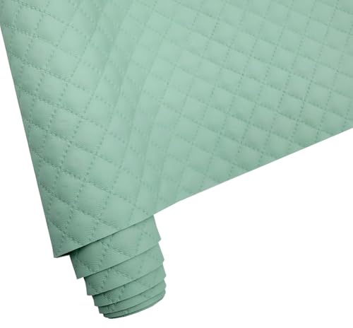 Weiches Kunstleder Gewebe 41x135cm Polsterstoff Gestepptes PU-Leder für Ledertaschen, Autoinnenräume, Sofas, handgefertigte DIY (Hellgrün)