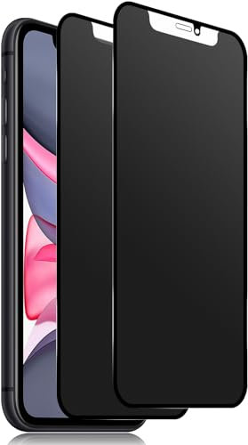 Xunzii Full Screen Matte Privacy Screen Protector for iPhone 11/iPhone XR for Tempered Glass, Anti Fingerprint Matte Anti-Spy Film, 9H Privacy Anti-Spy Protective Glass [Pack of 2]