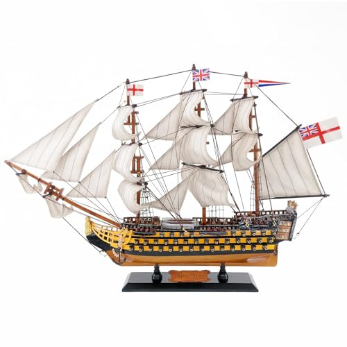 NAUTIMALL HMS Victory Modell Schiff, 61 cm, handgefertigte Holzreplik mit Segeltuch, Marinekriegsschiff-Display-Modell (V60)