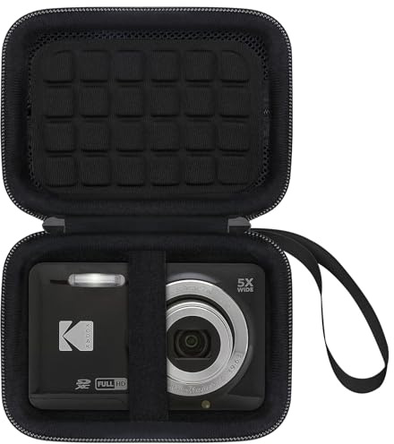 BOVKE Camera Case for KODAK PIXPRO FZ55 / FZ45 16MP Digital Camera, Small Travel Bag Compact Storage Cameras Holder with Mesh Pocket for Batteries USB Cable AC Adapter SD Card Readers, Black