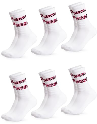 Occulto Damen Leoparden Muster Tennis Socken 3er Pack, 6er Pack (Modell: Nala)