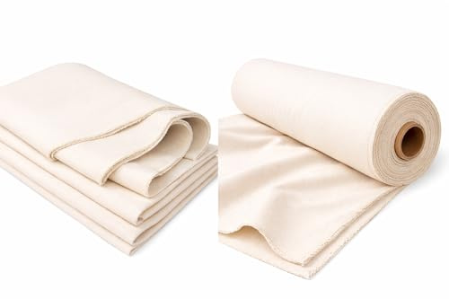Schweres Segeltuch 100% Baumwolle natur-weiß 200cm breit, Meterware Zeltstoff Zelt Stoff Tipi Mittelalter Sonnensegel Naturfarben, Meterware auf Rolle, Naturfaser Material