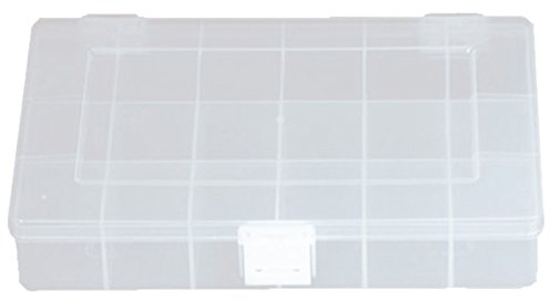 hünersdorff Sortimentskasten PP-Compact mit 18 Fächern | stabile Sortierbox für Schrauben und andere Kleinteile | feste Facheinteilung | 17 x 25 x 4,6 cm, transparent