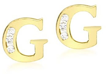 CARISSIMA Damen-Ohrstecker 9 Karat 375 Gelbgold Cubic Zirconia Initial 'G' Stud 1.58.5339