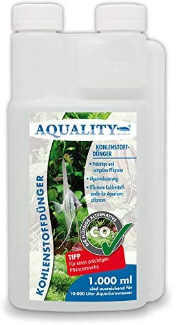 AQUALITY Aquarium CO2 Kohlenstoffdünger (Für prächtige, sattgrüne Aquarium-Pflanzen. Reduziert Algen, effiziente Kohlenstoffquelle), Inhalt:1 Liter