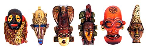 LX7 Großhandel von Pack handgemalt Afrikanische Maske Arts Sortiert Magnet (Set von 12 B)