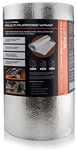 SuperFOIL Foil Insulation Roll 0.75m x 50m - Energy Saving DIY Bubble Foil Sheet - 3-in-1 Sustainable Thermal Insulation Reflective Radiant Barrier & Vapour Barrier - Multi Purpose for Home & Auto