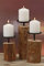 3er-Set Kerzenleuchter Kerzenständer Tempe Holz - H14/18,5/23,5cm