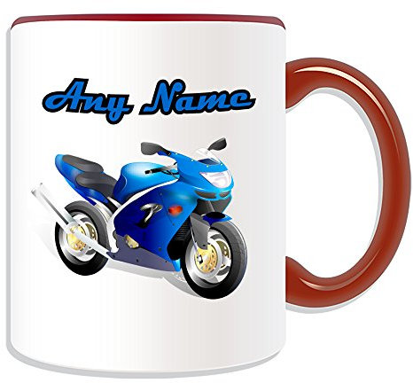 Regalo personalizzato motociclismo – Tazza, motivo: sport, vari colori disponibili, qualsiasi nome/messaggio sulla tua tazza unica – motociclismo Motor Bike, Ceramica, Red
