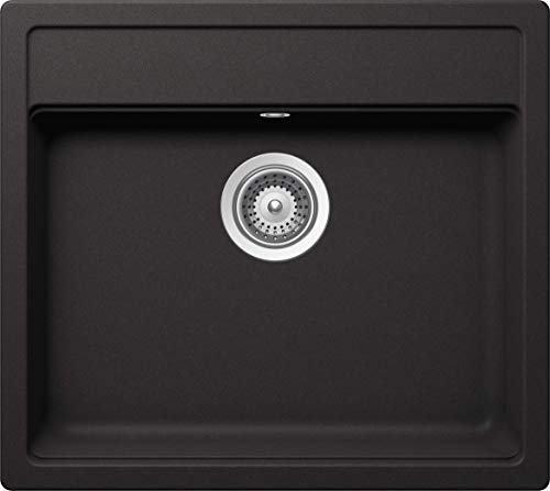 SCHOCK Küchenspüle Nemo N-100 in Nero I kompakte Granitspüle für 60 cm Unterschrank I robustes, pflegeleichtes Cristalite I geräumiges Becken für mehr Komfort I Design-Spüle mit Excenterbedienung