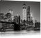 Pixxprint New York City Skyline bei Nacht, Größe: 60x40cm, Leinwandbild, fertig gespannt, Wandbild, Dekoration, Kunstdruck, kein Poster