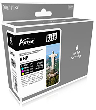 ASTAR AS46995 Tintenpatrone kompatibel zu HP OJPRO8100 ( C2P43AE ) 1x53 ml (Schwarz), 3x17 ml (Cyan, Magenta, Gelb)
