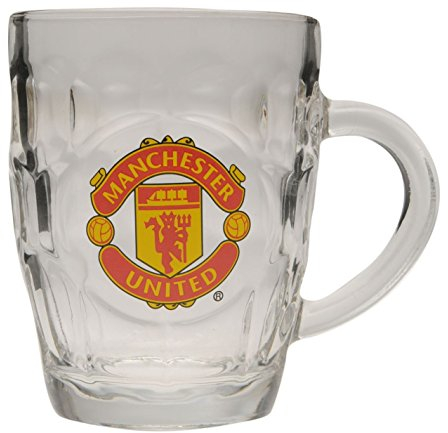 Team Pint Glass Football Fan Club Crest Memorabilia Accessory New Man Utd One Size