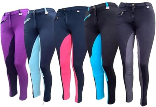 Canter - Pantaloni da equitazione bicolore per bambini/bambini, da 50,8 cm a 76,2 cm, nero/grigio, 30 girovita (76 cm)