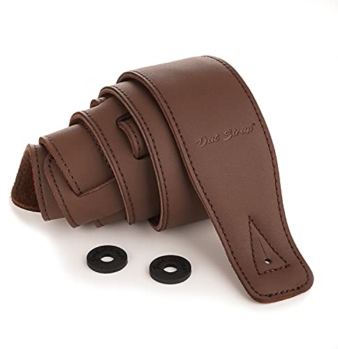 Dat Strap Gitarrengurt Leder | für Gitarre Elektro, Akustik, Bass und Konzertgitarre | Gepolstert für Zusätzlichen Komfort | Enthält 2 Pick Geek Stahlplektren