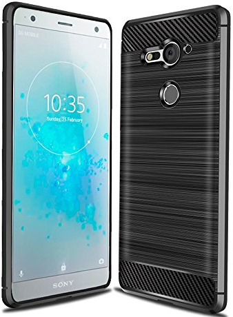 Cruzerlite für Sony Xperia XZ2 Compact hülle, Kohlefaser Textur Design Abdeckung Anti-Scratch Stoßdämpfung Schutzhülle für Sony Xperia XZ2 Compact Case (2018) (Black)