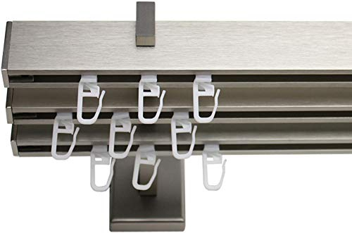 Stylelex Tetra Edelstahl-Optik 3-läufig - Träger lang 13,5cm - Rechteckig - 480 cm - Endkappe