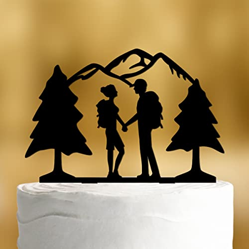 Cake Topper Gipfelstürmer [Hochzeitspaar in den Bergen] - Acryl deko schwarz deko Hochzeitstorte deko Kuchen deko Hochzeit Tortendekoration Verlobung Tortenstecker Hochzeit Tortendeko Wedding cake