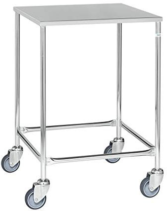 Lagerino Tischwagen, 1 Ebenen, 605x605x885 mm, 150 kg Tragfähigkeit, Verzinkt/Rostfrei, mit Bremsen