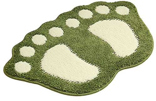 Badezimmer Teppich Tür Fußmatte Badematte - Niedliche Pfote Füsse Toilette Badewanne Dusche rutschfeste Matte Wasser Absorbierend Schnell Trocknend Waschbar Langlebig Teppich - 40cm x 60cm (Grün)
