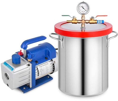 VEVOR Bomba de Vacío, 4 CFM Bomba de Vacío para Aire Acondicionado, 85 litros/min Bomba de Vacio Coche de Etapa Única con un Cámara de Vacío de 3 Galones