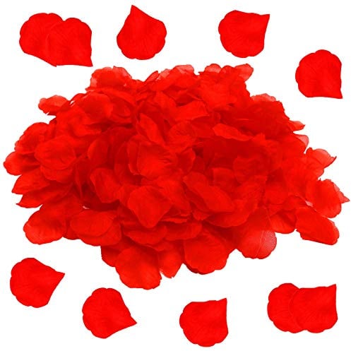 OWLKELA 1200 stück Künstliche Rosenblätter, Deko Rosenblätter Rot, Rosenblätter Künstlich - Hochzeit, Valentinstag, Den Tischaufsatz, Geburtstag, Romantische Atmosphäre