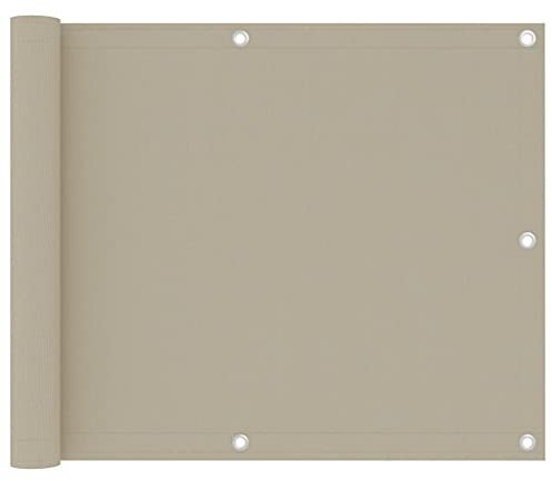 vidaXL Ecran de Balcon Brise-Vue Brise-Vent de Jardin Ecran de Protection Ecran d'Intimité Extérieur Imperméable Beige 75x500 cm Tissu Oxford