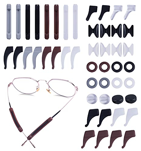 24Paar Anti Rutsch Brillen Ohrbügel,Silikon Antirutsch Überzüge,Antirutsch Brillenhalter,Komfort Brillenbügel Tipp Ohrbügel für Sportbrillen Sonnenbrille Lesebrillen Zubehör(Schwarz/Klar/Braun/Grau)
