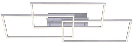LeuchtenDirekt LED Deckenleuchte mit 3 dimmbaren LED Rechtecken inkl. Fernbedienung 82 x 50 cm silber 14150-55 Stahl