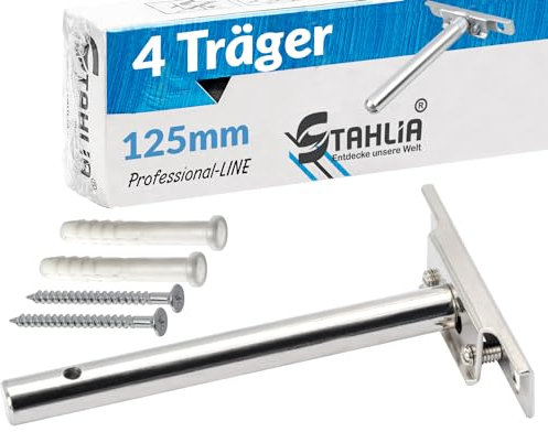 Stahlia Tablarträger unsichtbar Regalbodenträger 12,5cm Metall (4 Stück) verdeckte Regalhalterung Regalbrett Halterung Wandhalterung Regal Wandregal schwebend