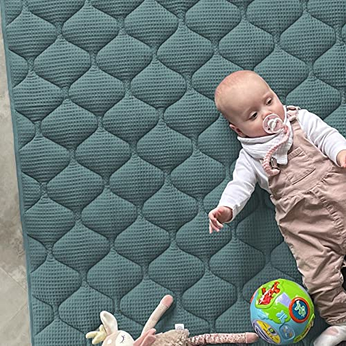 Sanosoft® Krabbeldecke - rutsch- & wasserfest - Öko Tex & Made in Germany (130x150cm, Petrol)