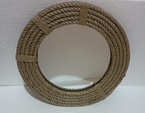 KAM Home Großer Wandspiegel / Duschspiegel, internationaler Vintage-Stil, maritimes Seil, Badspiegel, nautische Geschenke und Dekoration (45,7 x 45,7 cm)