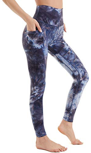 AMYTIS Damen Yogahose Sport Leggings Fitness Stretch Blickdicht Laufhose High Waist mit Handytasche Lang Tights für Laufen Radfahren, Dunkelblau#2, M